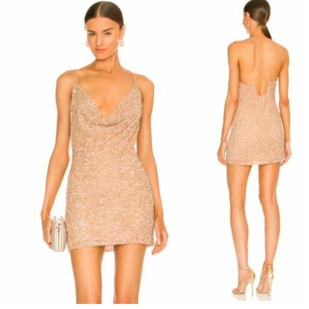 RETROFETE X REVOLVE MICH SEQUIN WOMEN'S DRESS NUDE L